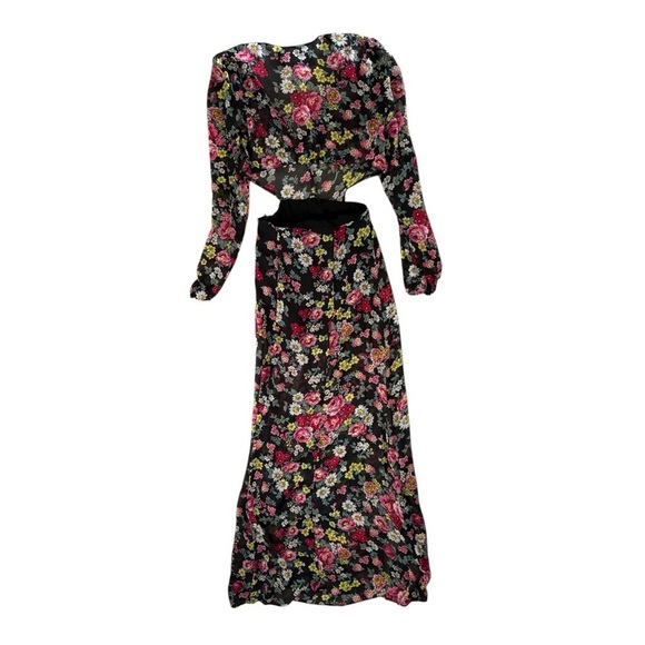 Reformation Joy Black Floral Long Sleeve Maxi Dress Size 2 (S) Vintage First Ed - Picture 2 of 8